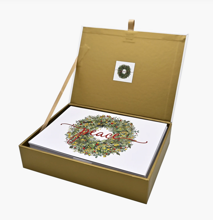 Deluxe Boxed Christmas Cards - Wreath Of Peace