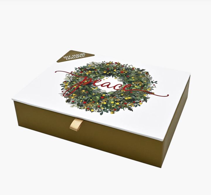 Deluxe Boxed Christmas Cards - Wreath Of Peace