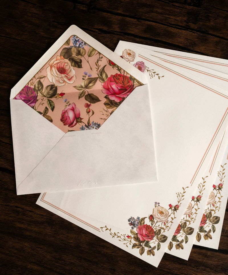 Kartos Large Writing Set with Envelopes - Roses