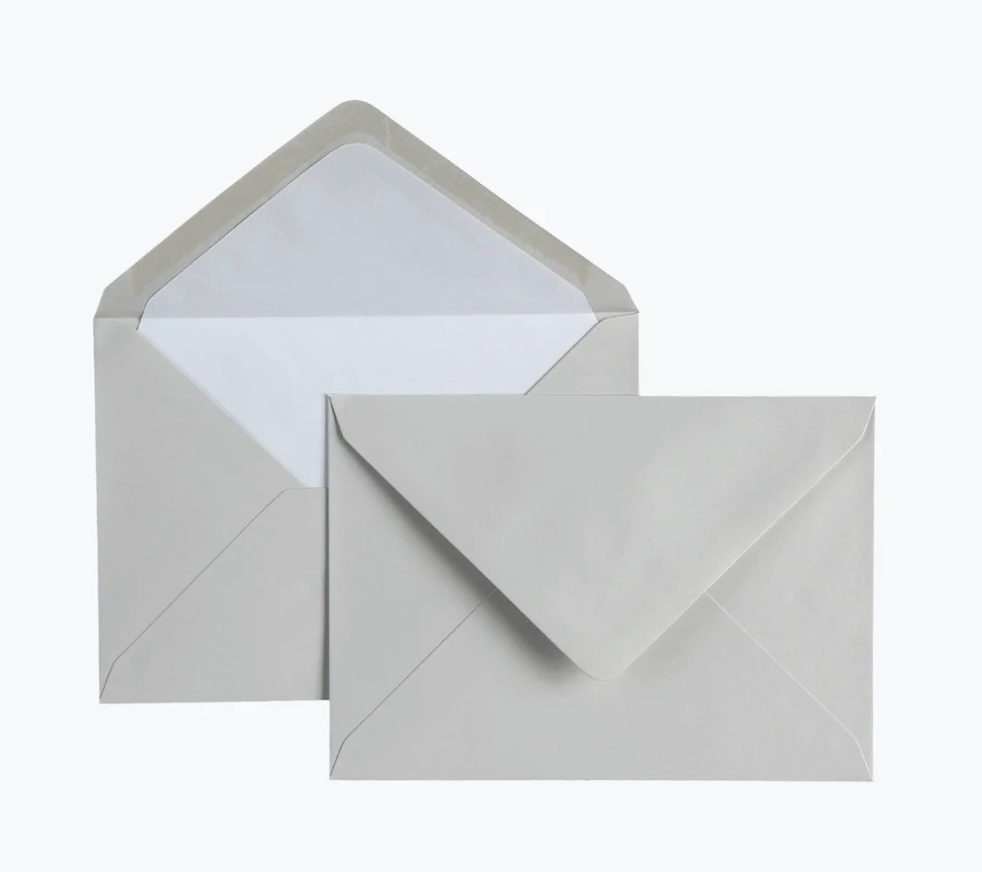 Original Crown Mill Laid Paper Envelopes 25 Pack – C6 Grey