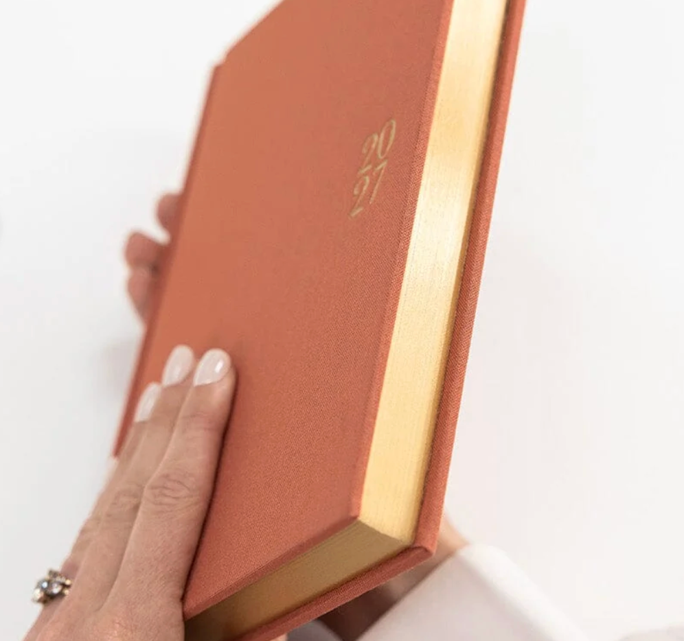 Bespoke 2027 Desktop Linen Bound Planner - Antique Copper