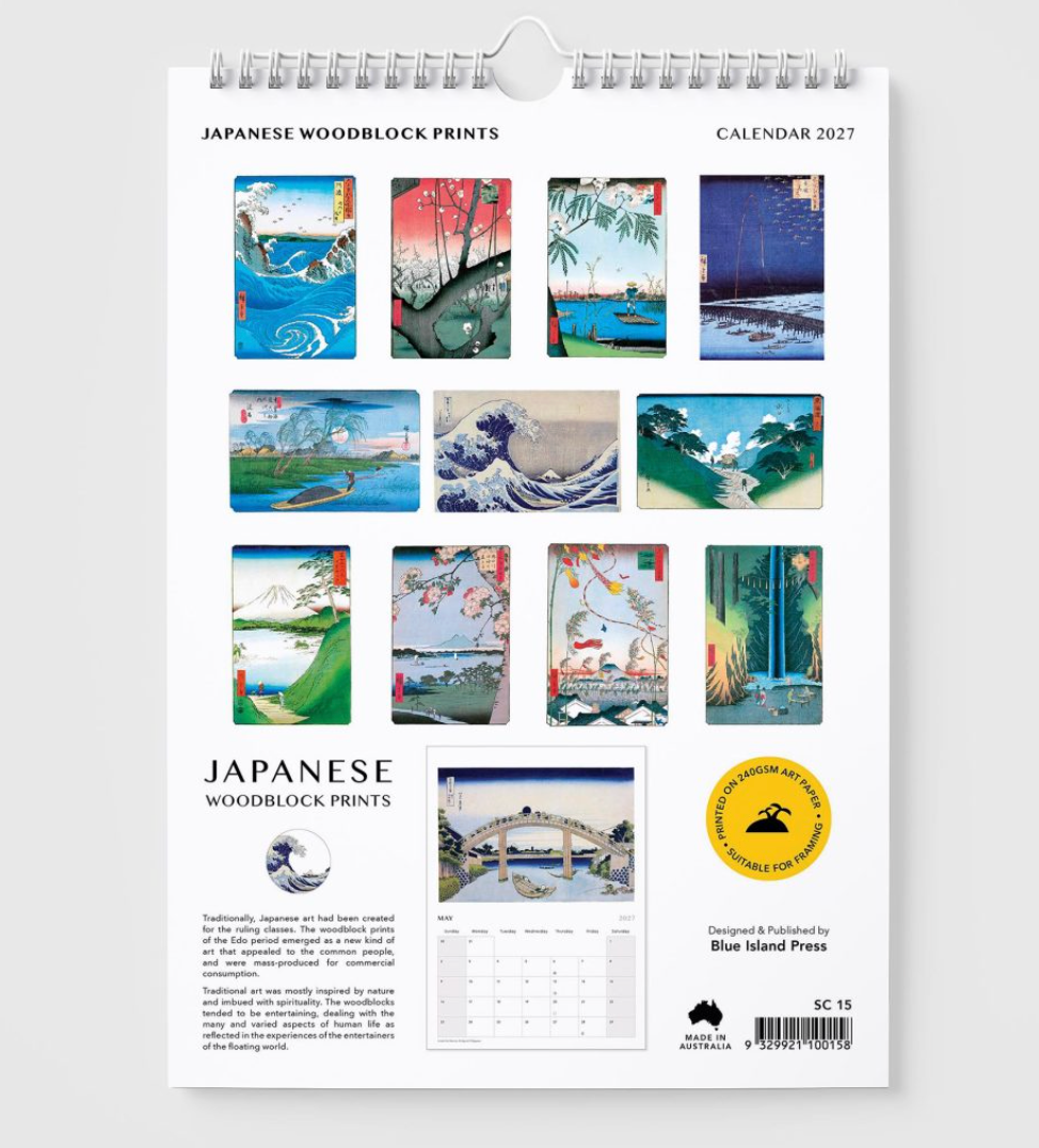2027 Large Wall Calendar - Japanese Woodblock Prints
