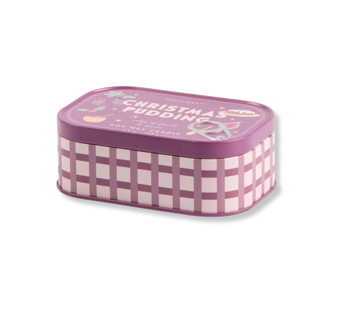 Bistro Printed Tin Candle - Christmas Pudding