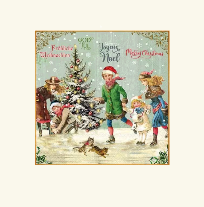 Ambiente Xmas Lunch Napkins - Christmas On Ice Green