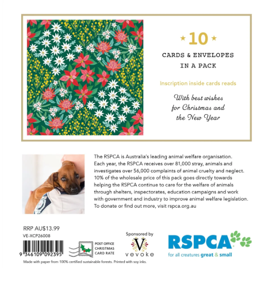 Christmas Card Wallet - RSPCA - Christmas Flowers