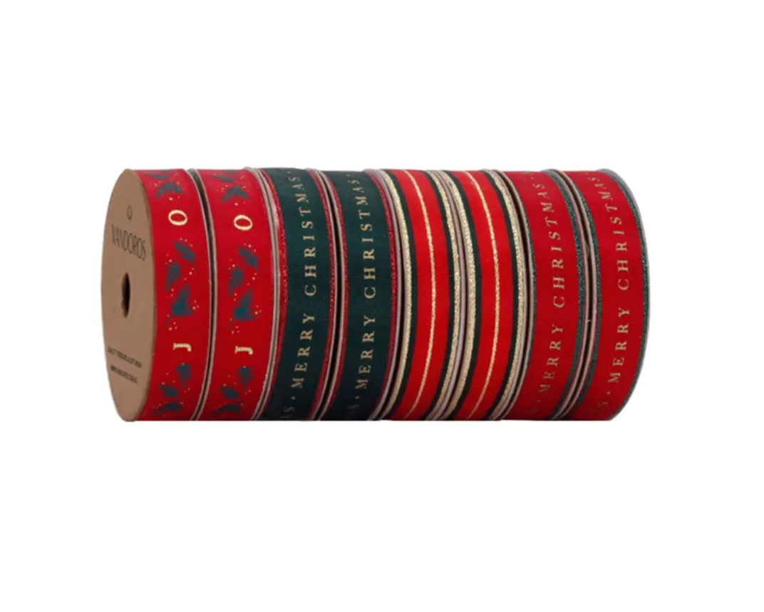 Vandoros Traditional Merry Christmas Ribbon Collection 15mm x 3m