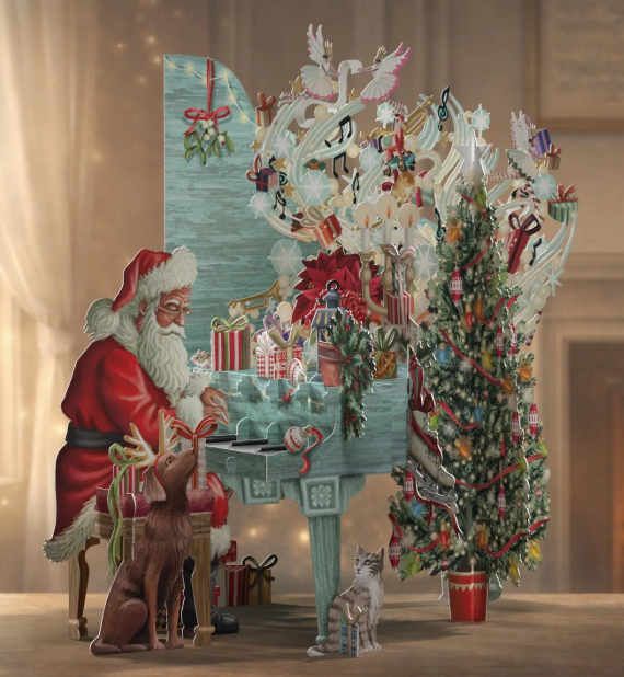 3D Christmas Pop Up Card - Santa's Piano