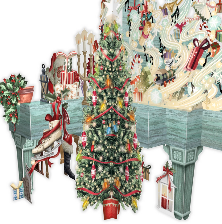 3D Christmas Pop Up Card - Santa's Piano