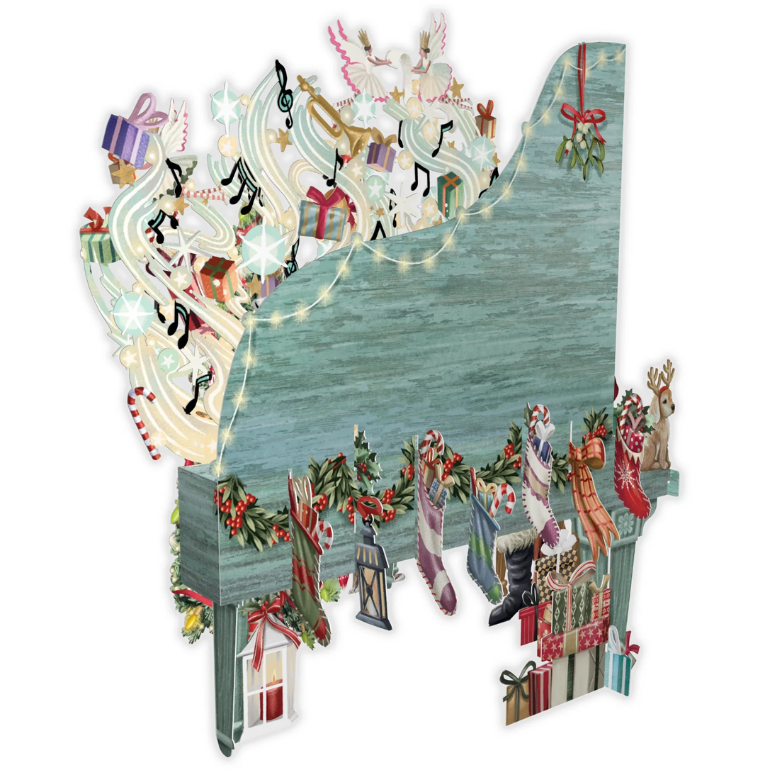 3D Christmas Pop Up Card - Santa's Piano