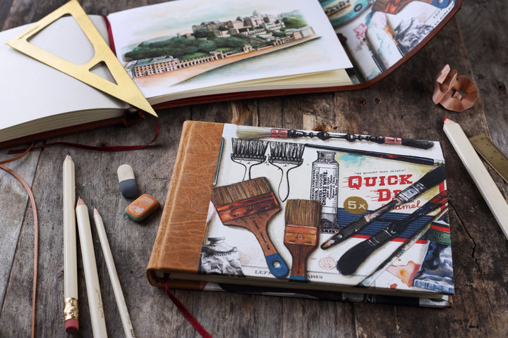 A5 Half-Leather Bound Sketchbook (Blue) - Balloon