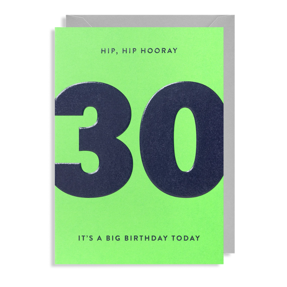 Happy 30th - Hip, Hip Hooray Birthday Card