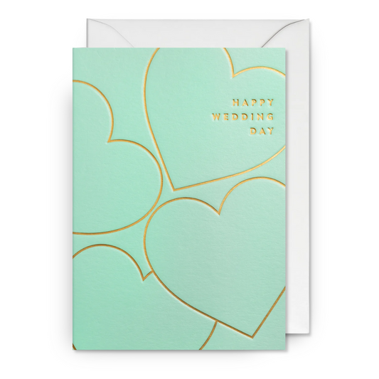 Wedding Day Card - Happy Wedding Day - Blue Hearts