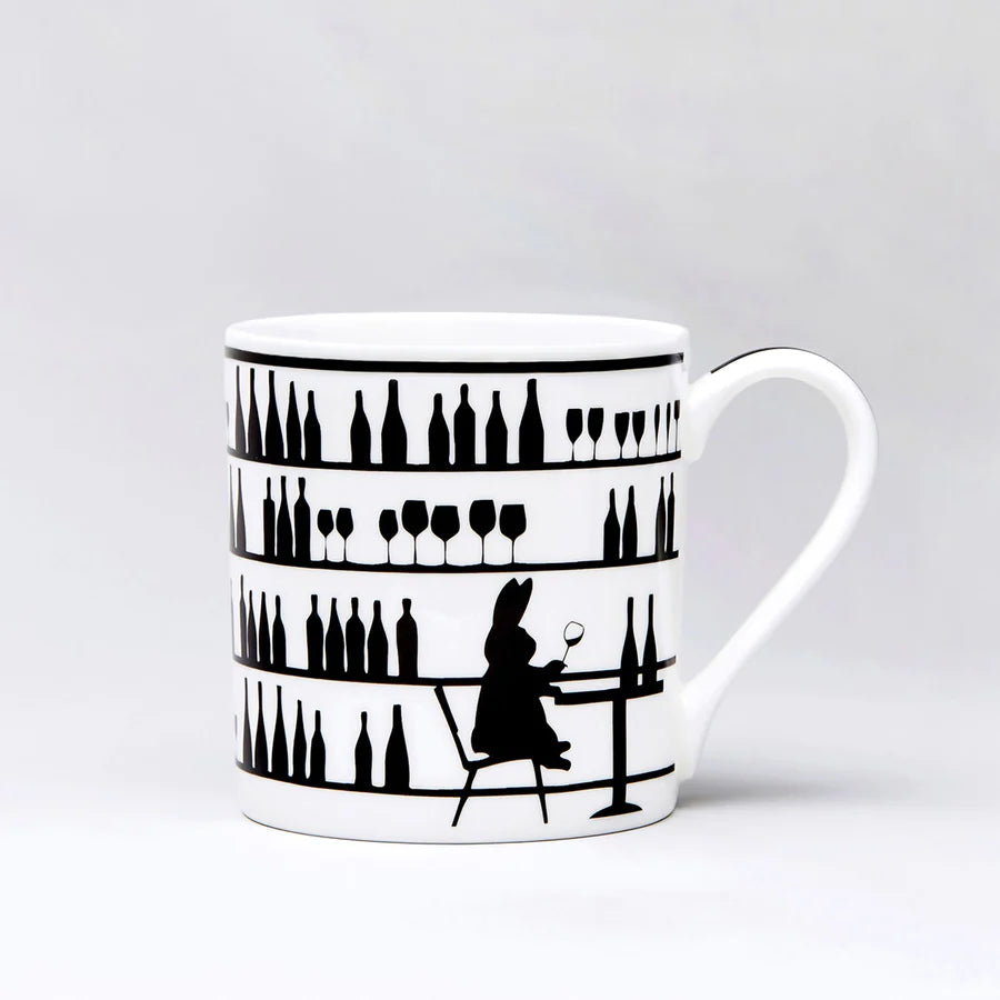 HamMade Fine China Mug - Wine Tasting Rabbit