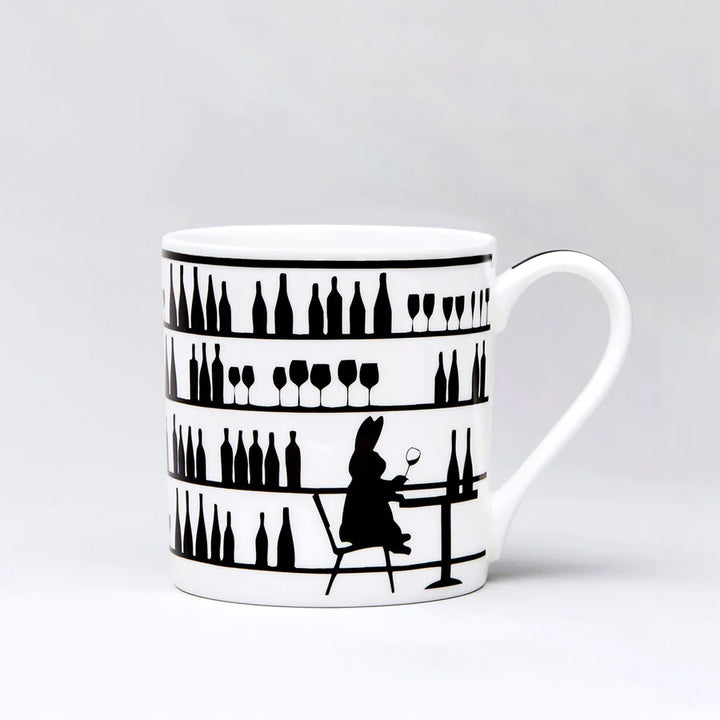 HamMade Fine China Mug - Wine Tasting Rabbit