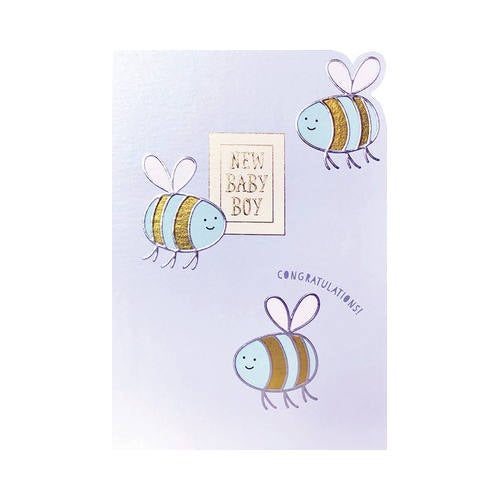 Alchemy Diecut Card - New Baby Boy Bees
