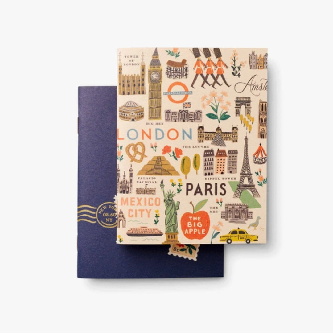 Stitched Pocket Notebooks - Pack Of 2 - Bon Voyage - Rifle Paper Co.