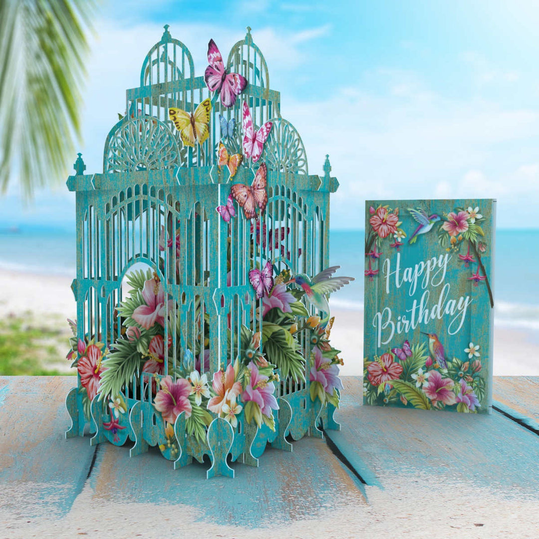 Me and McQ 3D Pop Up Card - Tropical Cage