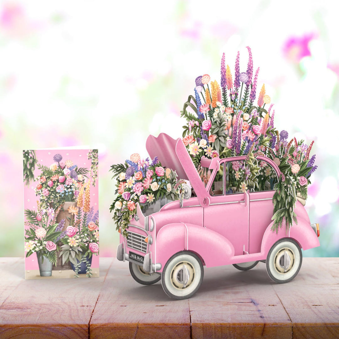 Me and McQ 3D Pop Up Card - The Pink Flower Car