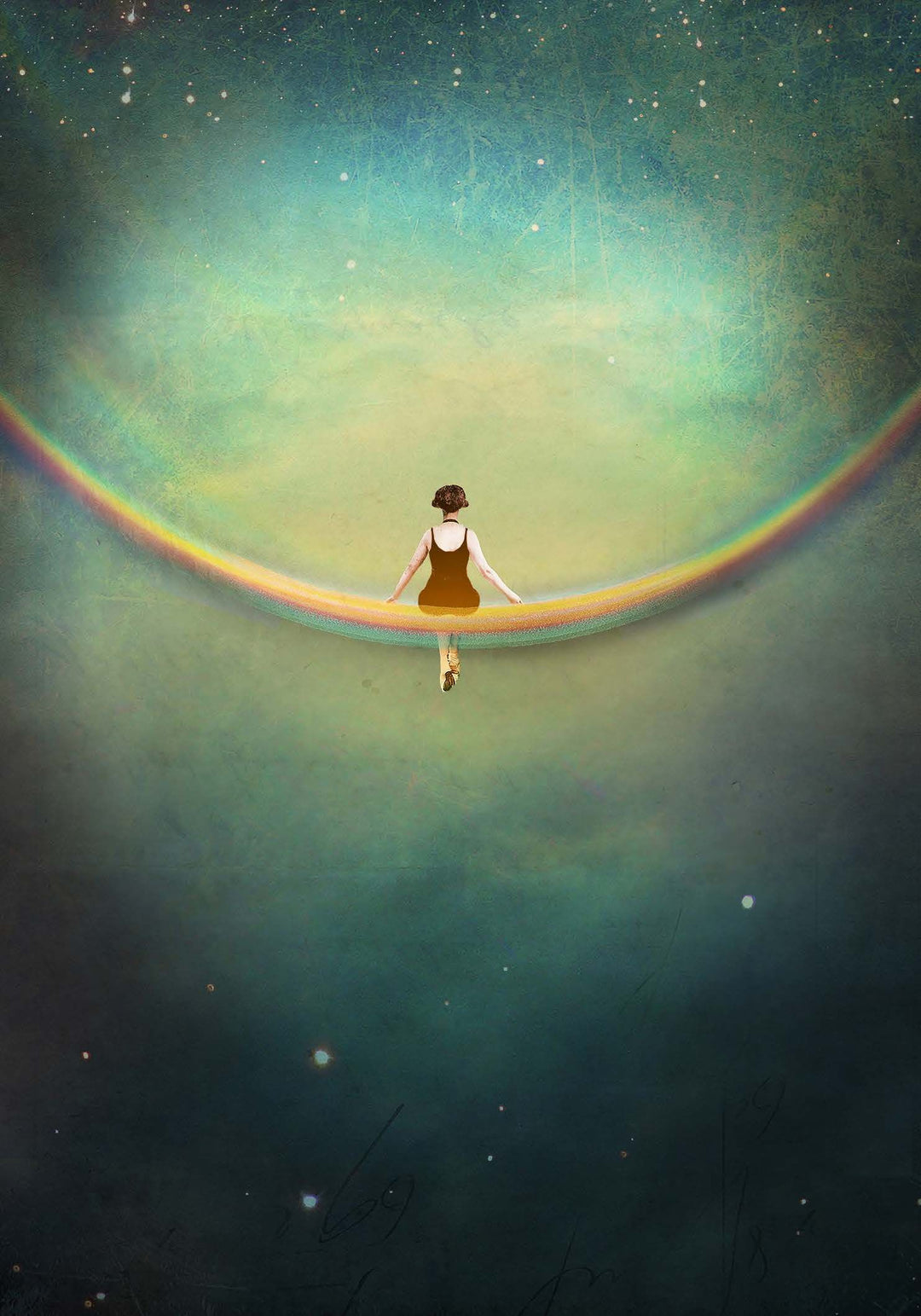 Nuovo Card - Girl Sitting On Rainbow