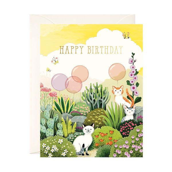 JooJoo Paper Card - Cats in Garden