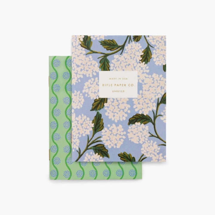 Stitched Pocket Notebooks - Pack Of 2 - Hydrangea - Rifle Paper Co.