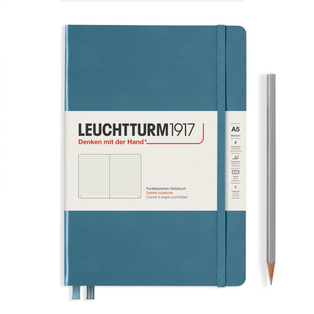 Leuchtturm Hardcover A5 Notebook - Stone Blue, Dotted