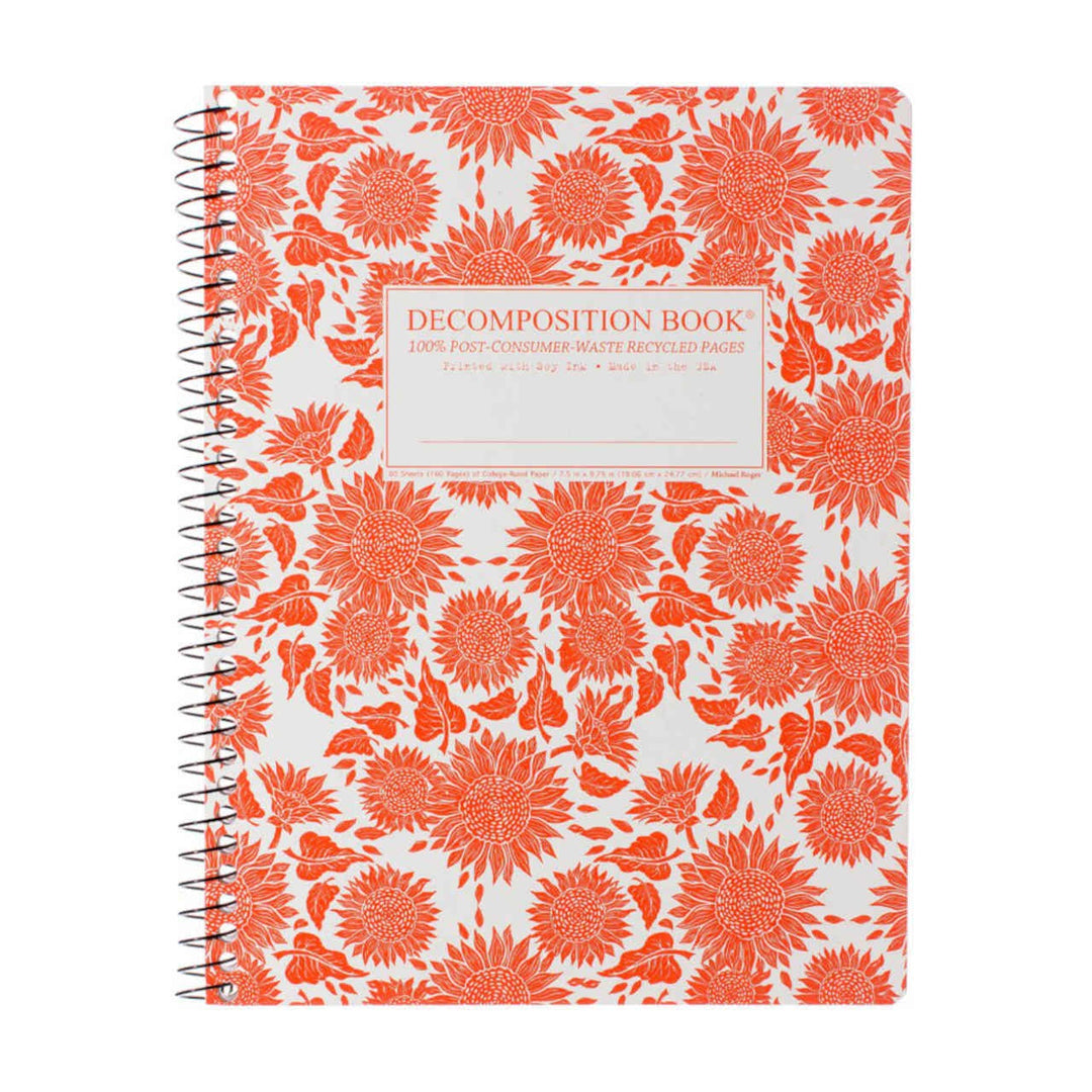 Book Extra Large Notebook Ruled Sunflowers Paper