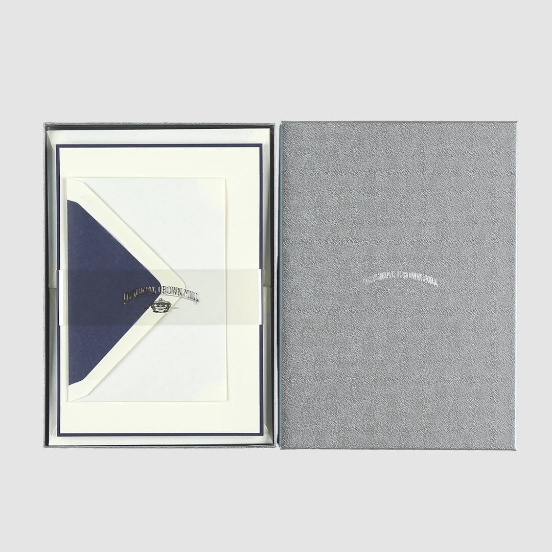 Boxed A5 Sheet and Envelope Set, 25 - Cream / Blue - Original Crown Mill