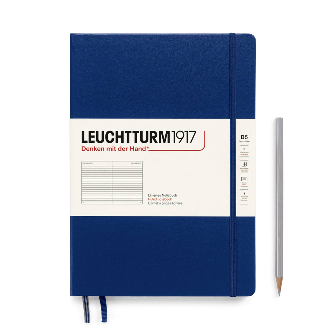 Leuchtturm Hardcover Notebook - Navy, Lined, B5