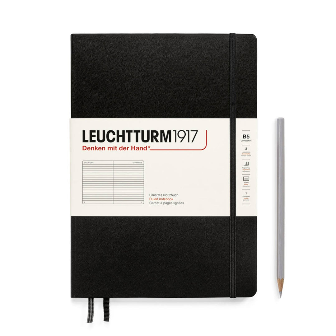 Leuchtturm Hardcover Notebook - Black, Lined, B5