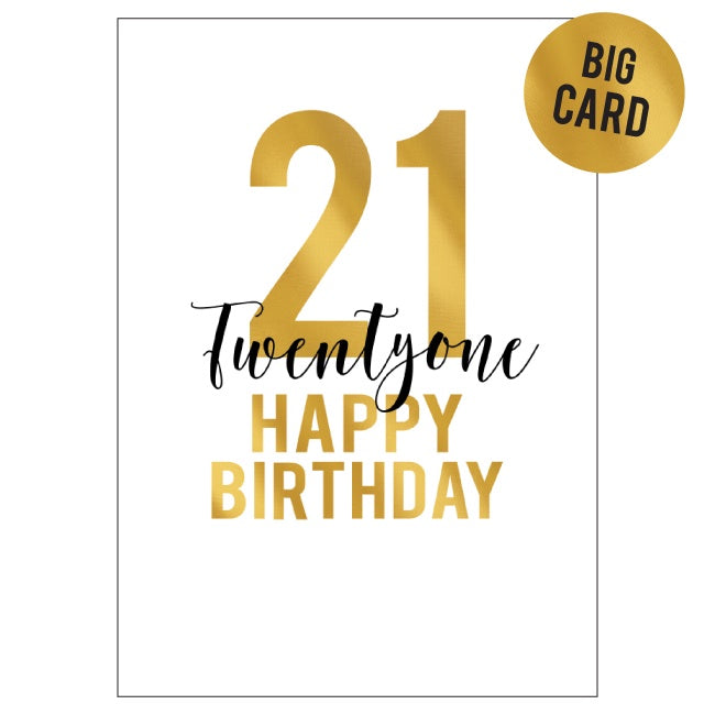 Big Birthday Card - Big Golden 21 - Candle Bark Creations