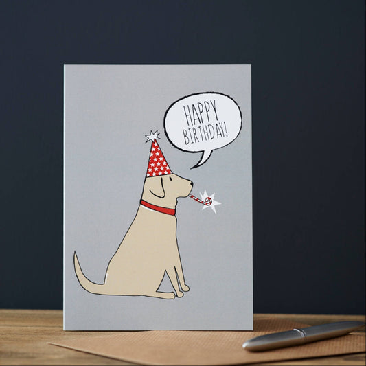 Happy Birthday Card - Yellow Labrador - Sweet William