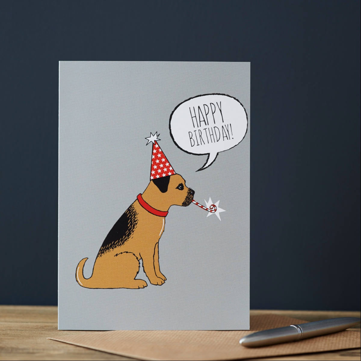Happy Birthday Card - Border Terrier - Sweet William