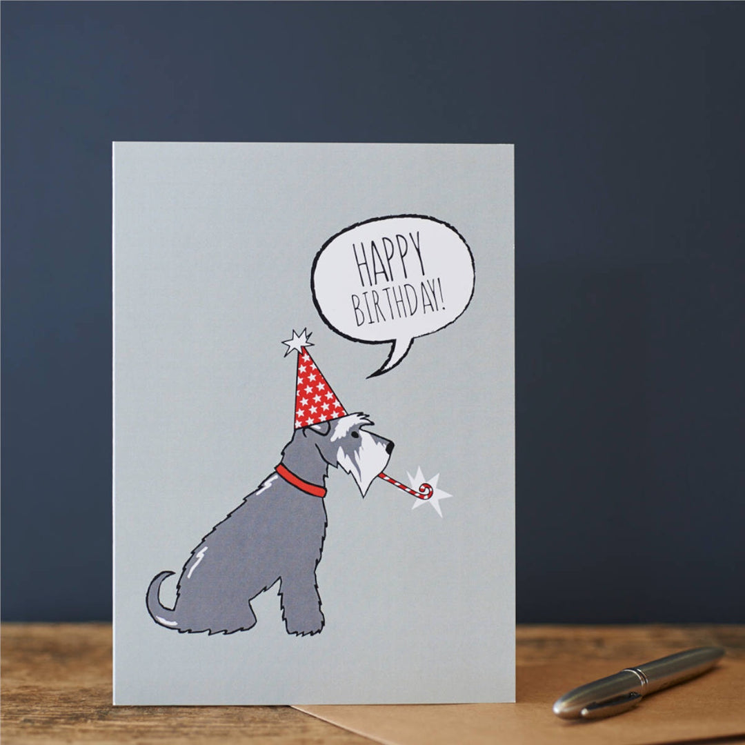 Card - Grey & White Schnauzer Happy Birthday