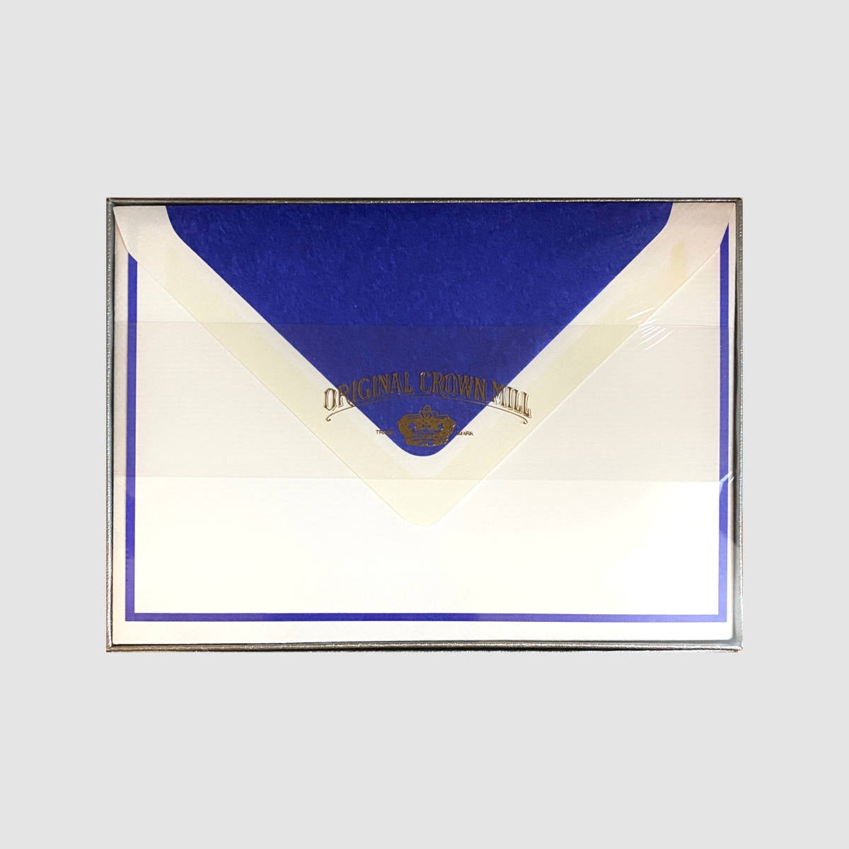 Boxed Card and Envelope Set - White/Royal Blue - Original Crown Mill