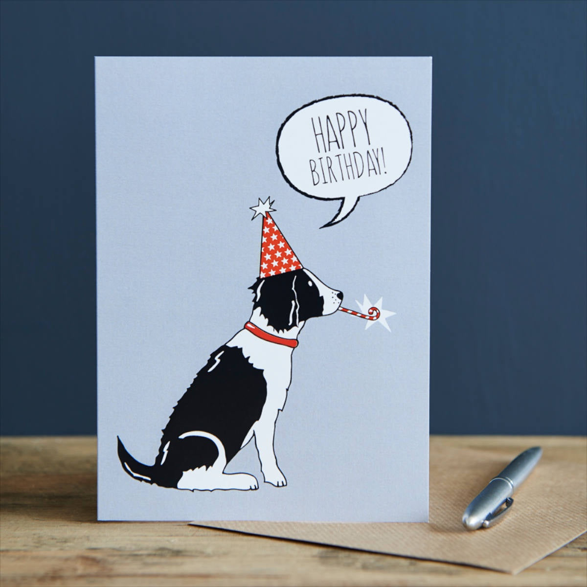 Happy Birthday Card - Black & White Springer - Sweet William
