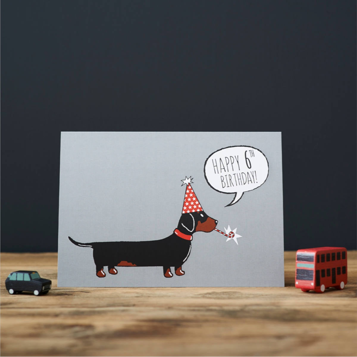 Happy 6th Birthday Card – Dachshund - Sweet William