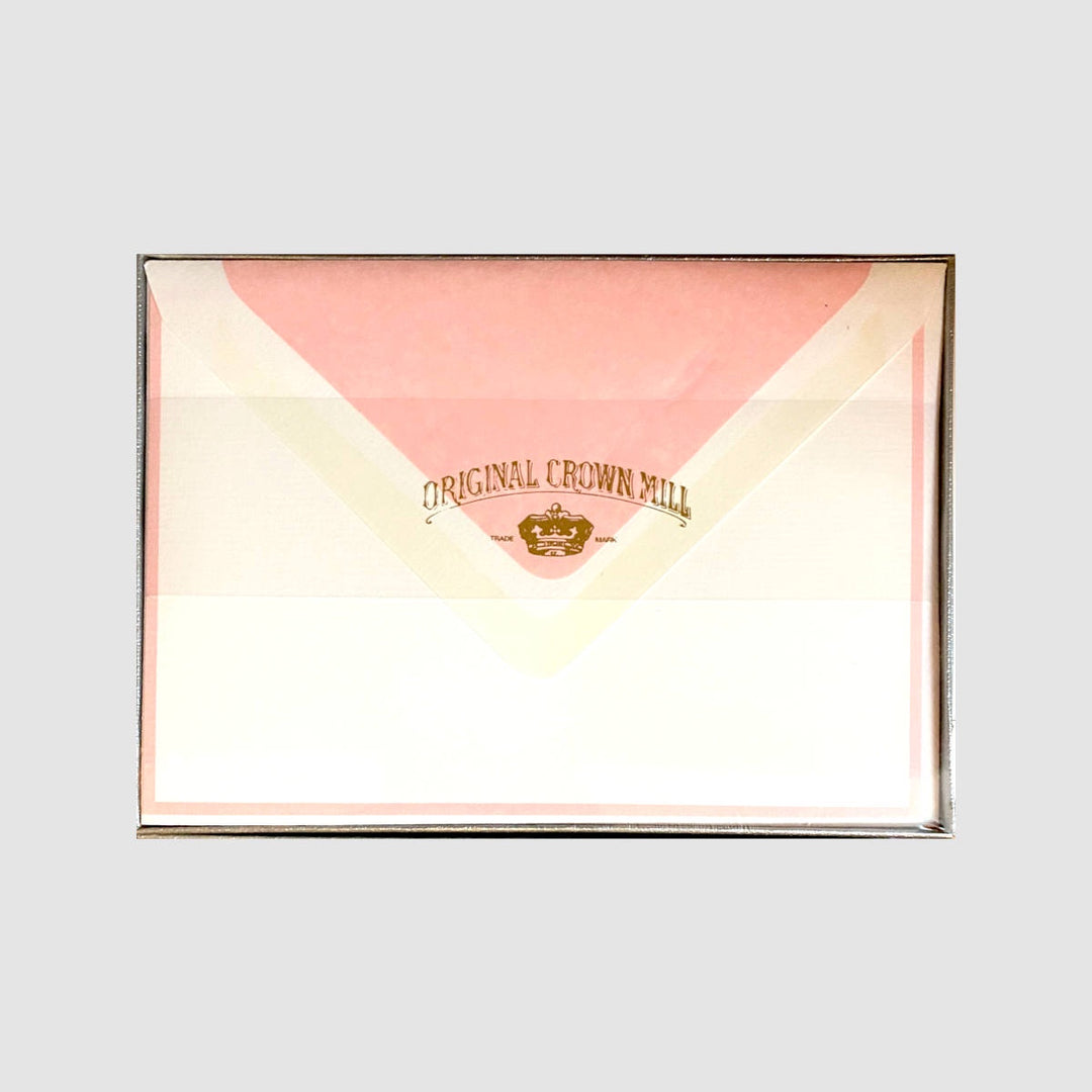 Original Crown Mill Boxed Card and Envelope Set - White/Pink