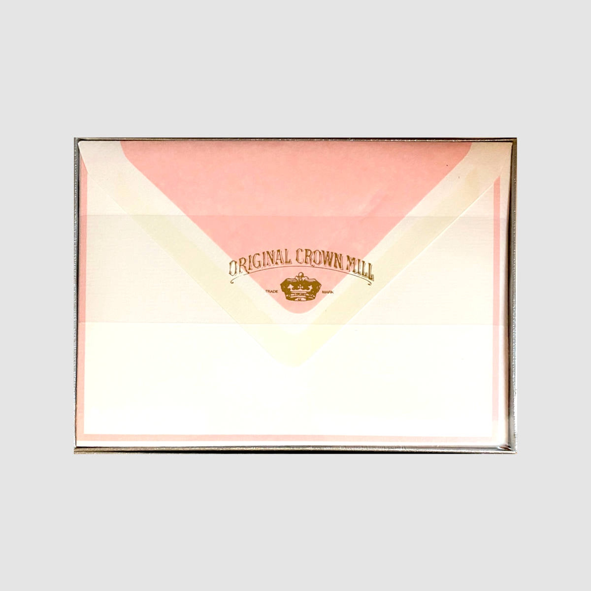 Boxed Card and Envelope Set - White/Pink - Original Crown Mill