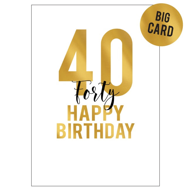 Big Birthday Card - Big Golden 40 - Candle Bark Creations