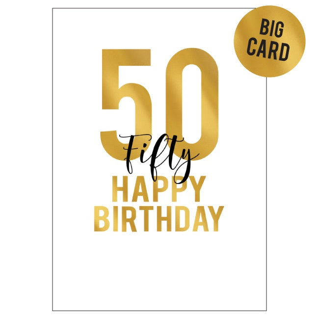 Big Birthday Card - Big Golden 50 - Candle Bark Creations