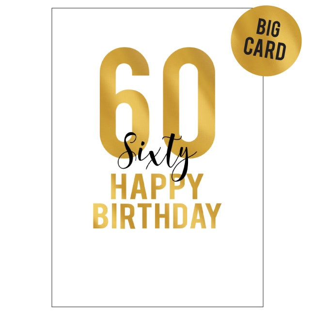 Big Birthday Card - Big Golden 60 - Candle Bark Creations