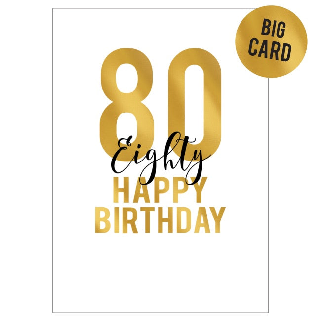 Big Birthday Card - Big Golden 80 - Candle Bark Creations