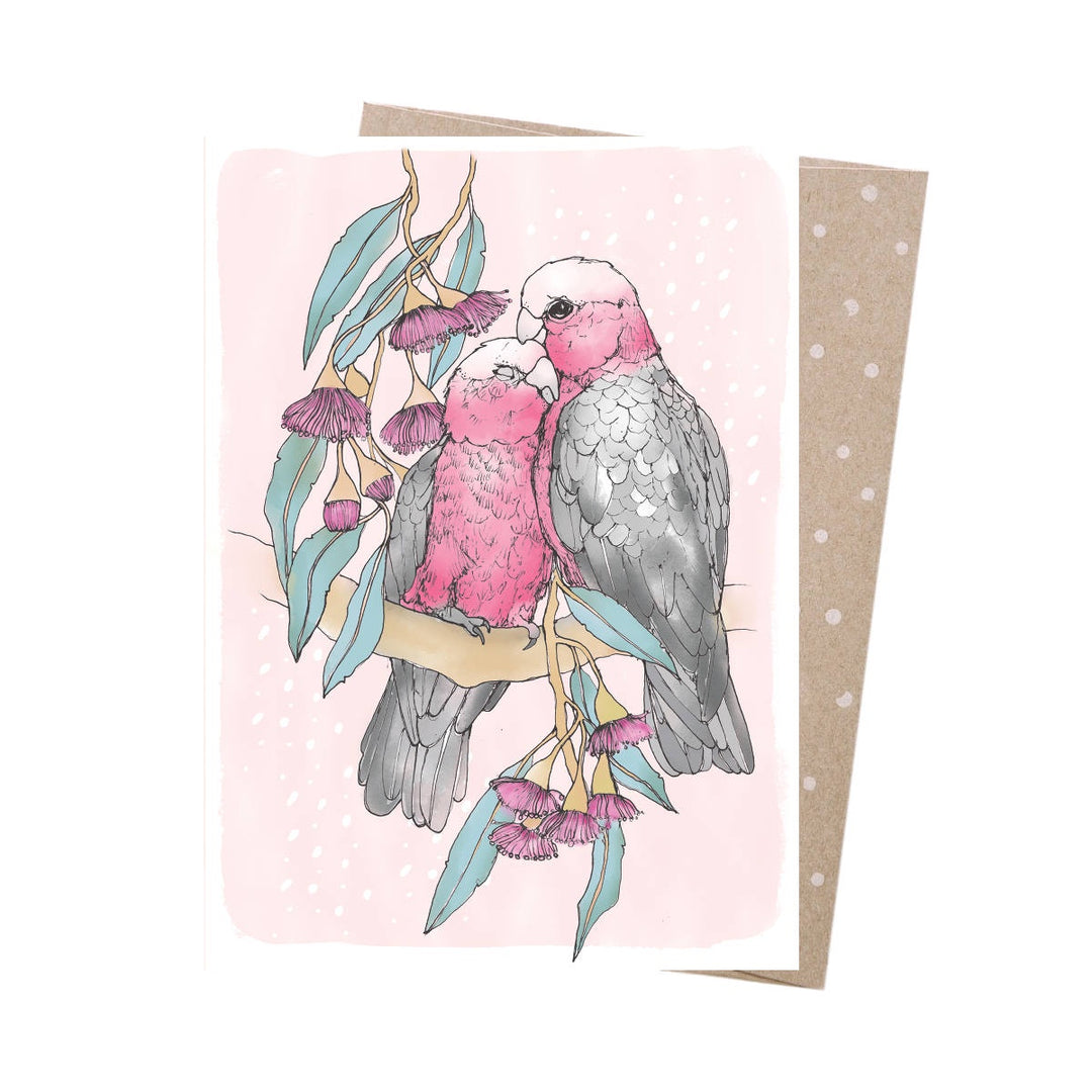 Earth Greetings Card - Galah Snuggles