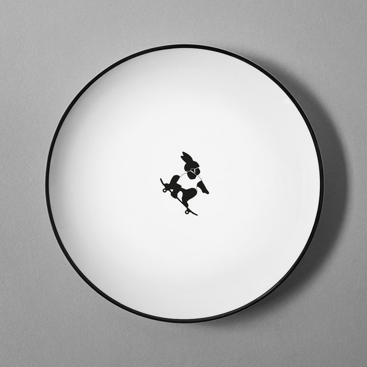 Fine China Plate - Skateboarding Rabbit