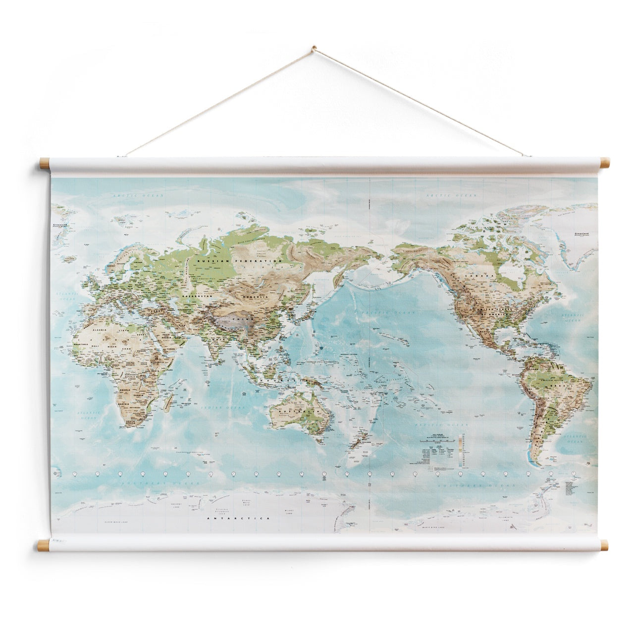 Canvas Wall Map - World Medium 1.25 x 0.9m - Studio Milligram