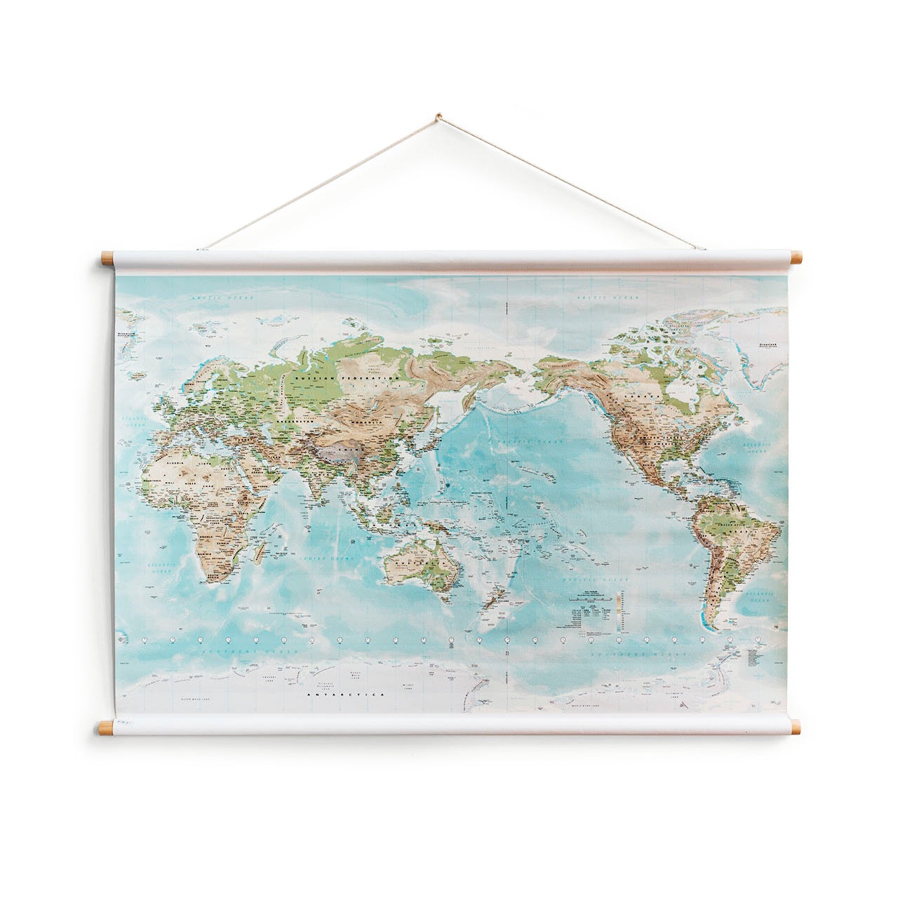 Canvas Wall Map - World Large 1.75 x 1.2m - Studio Milligram.
