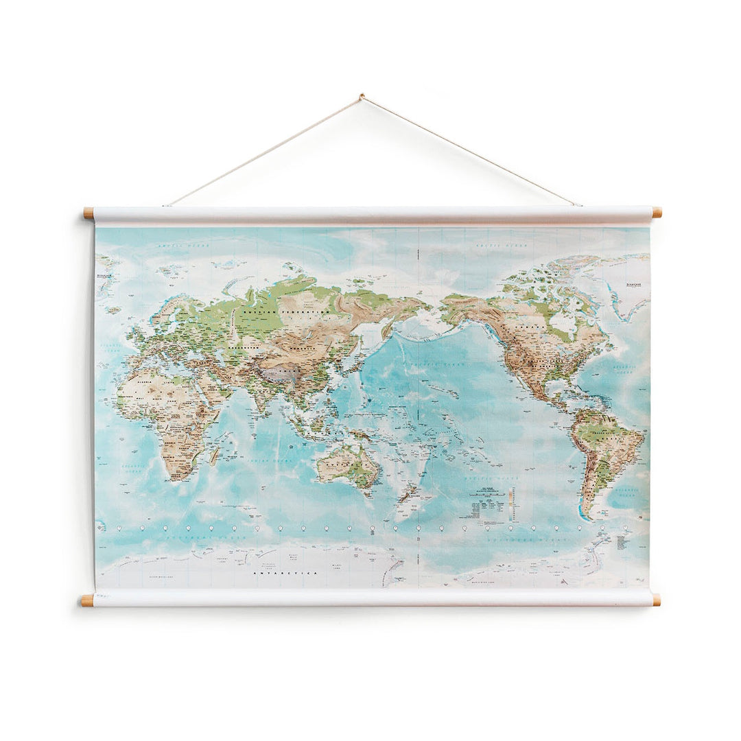 Studio Milligram. Canvas Wall Map - World Large 1.75 x 1.2m