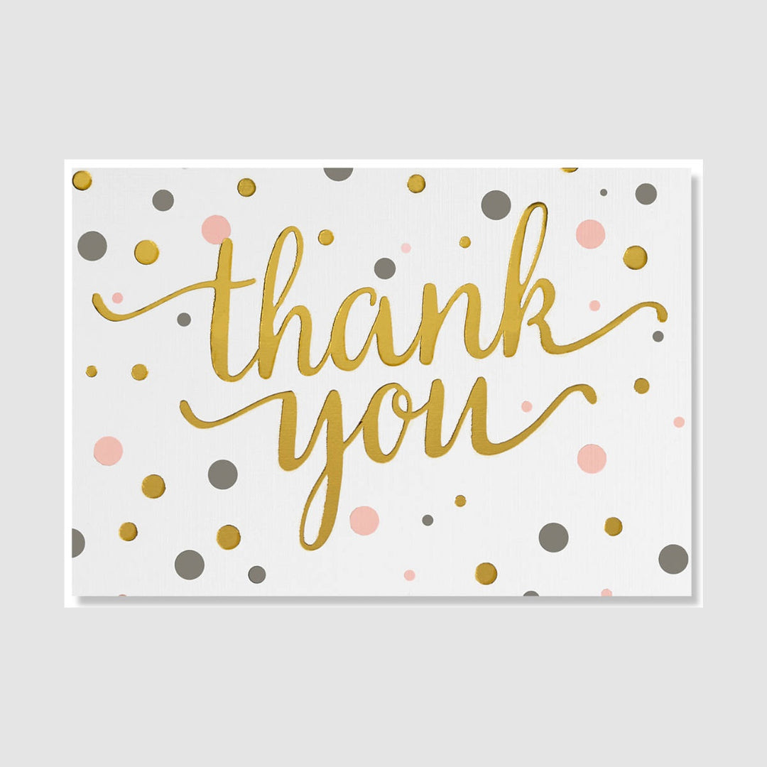 Boxed Thank You Cards - Pink & Gold Dots