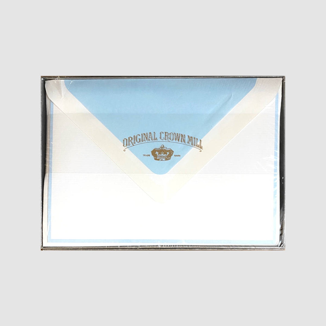 Original Crown Mill Boxed Card and Envelope Set - White/Ice Blue